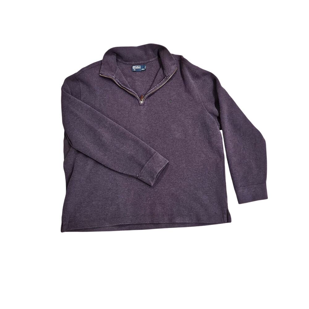 Polo Ralph Lauren cotton quarter zip pullover Mens XL purple sweater thick